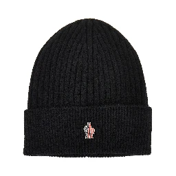 Logo patch wool beanie hat