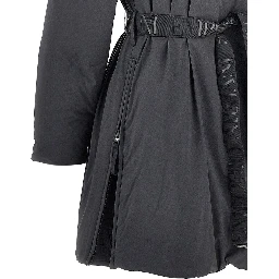 Down parka coat with belt