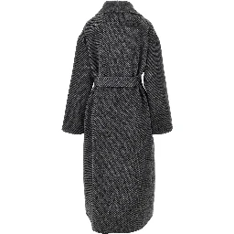 Reversible double-breasted coat with belt