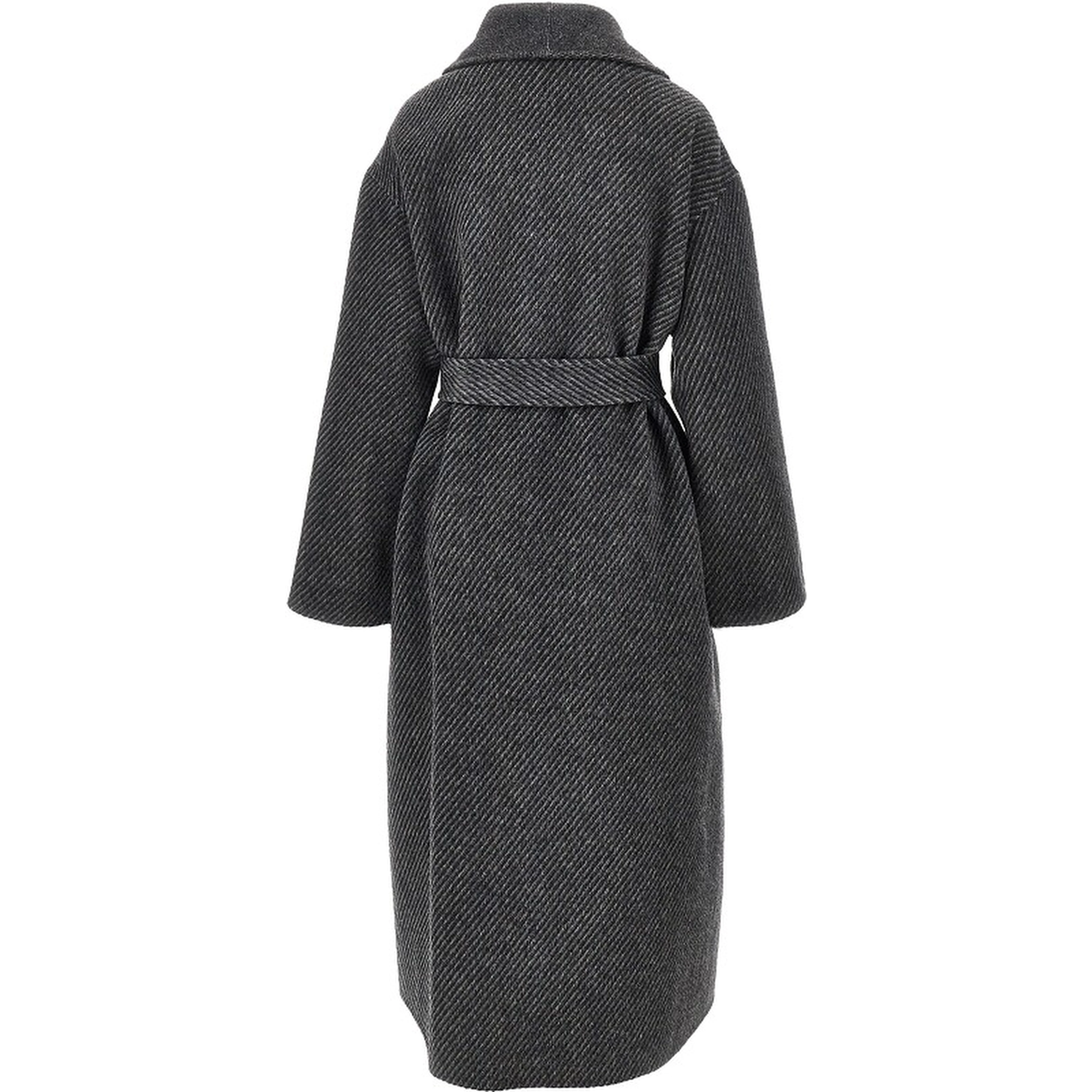 Reversible double-breasted coat with belt