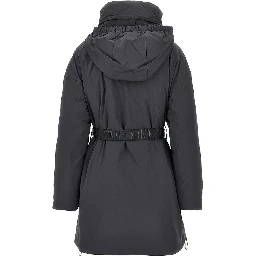 Down parka coat with belt