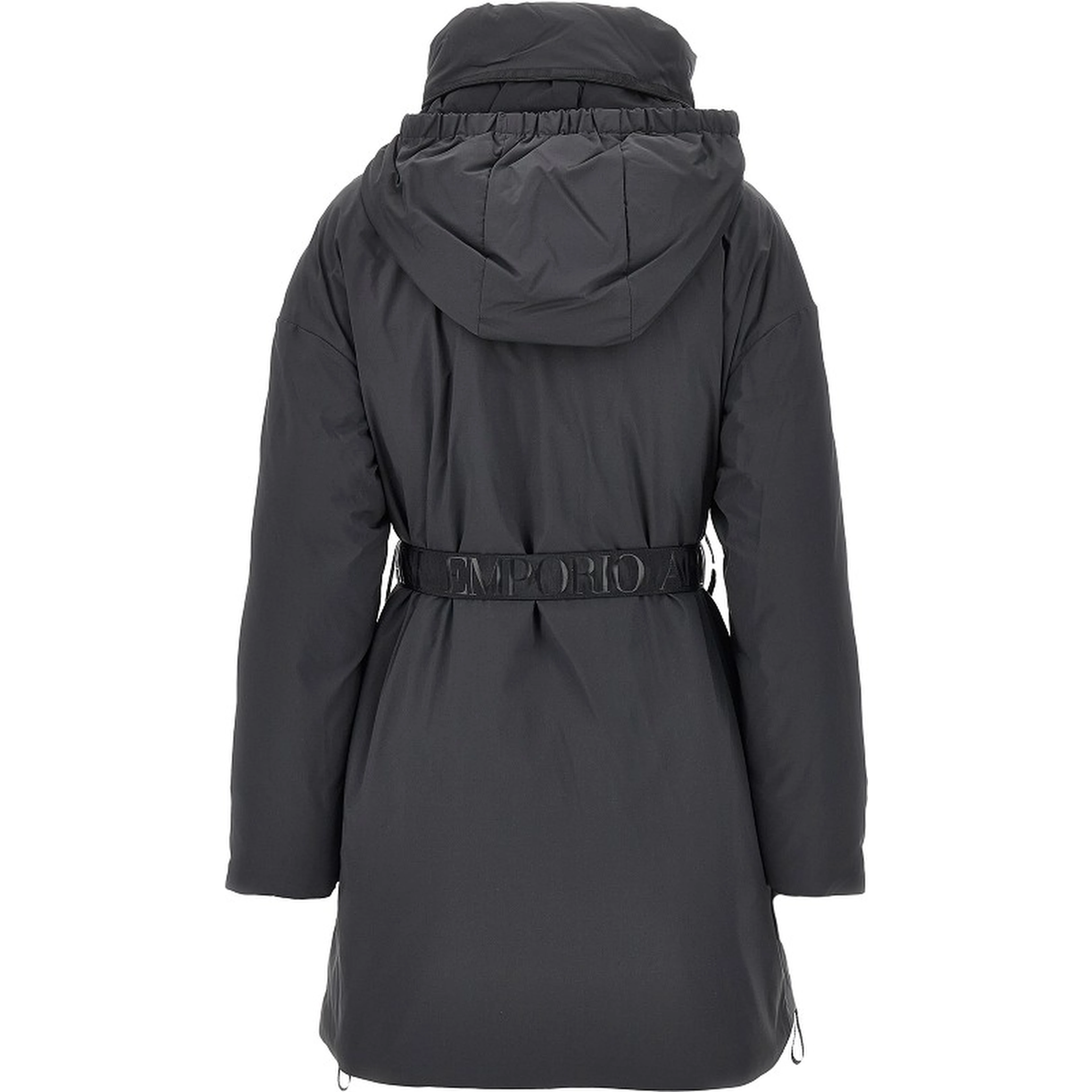 Down parka coat with belt