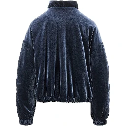 Chenille blouson jacket with gathered neck