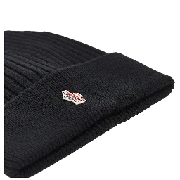 Logo patch wool beanie hat