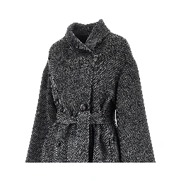 Reversible double-breasted coat with belt