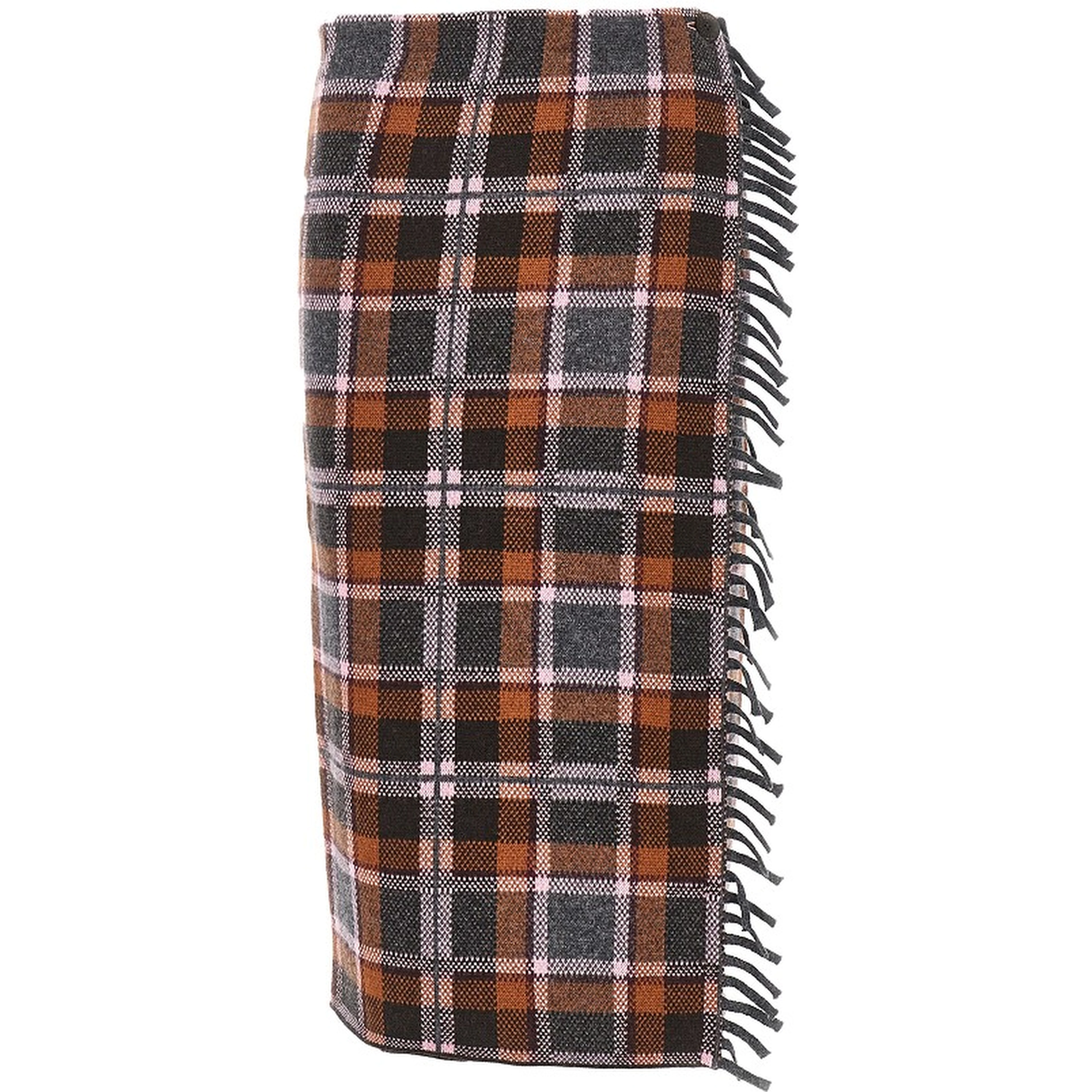 Plaid wrap midi skirt