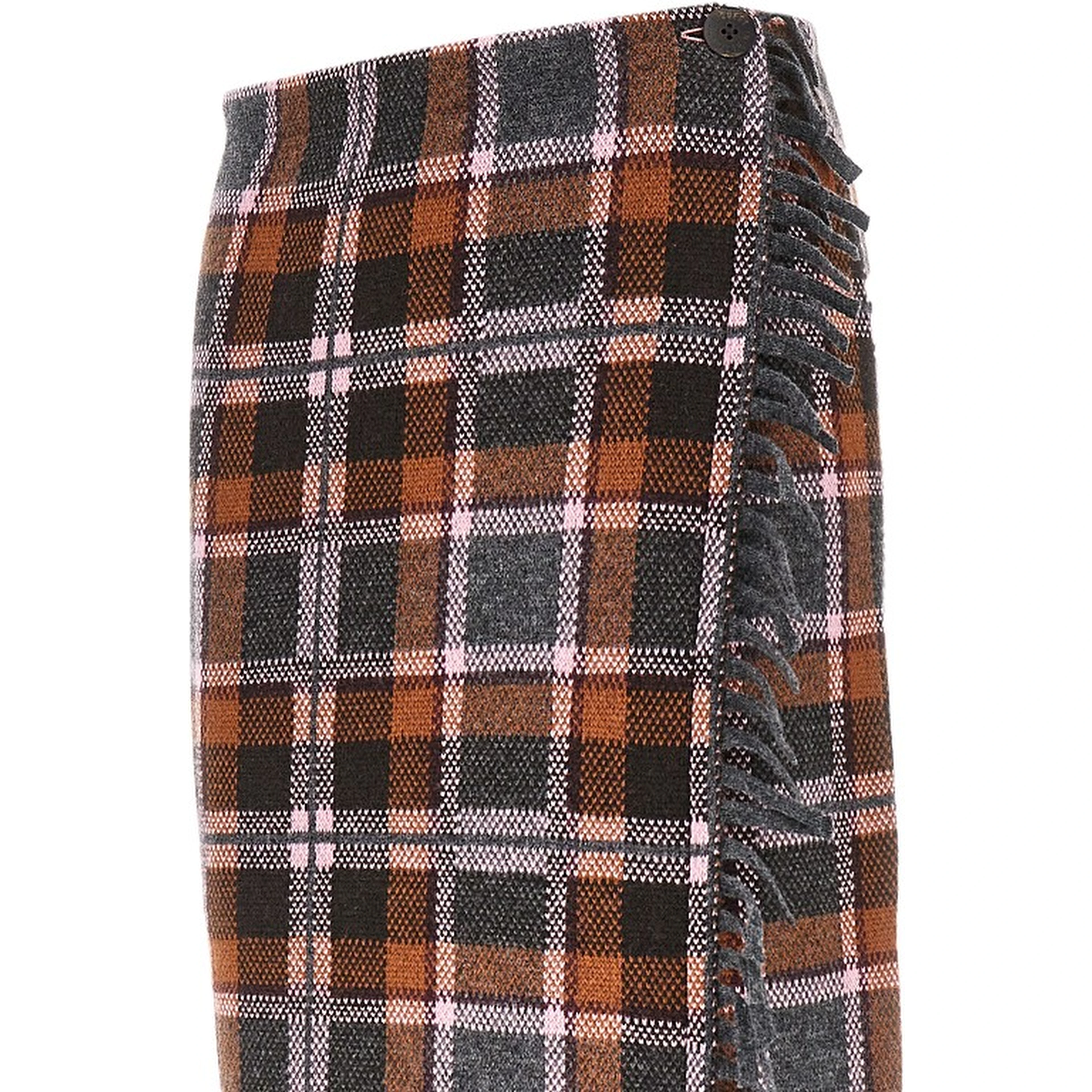 Plaid wrap midi skirt
