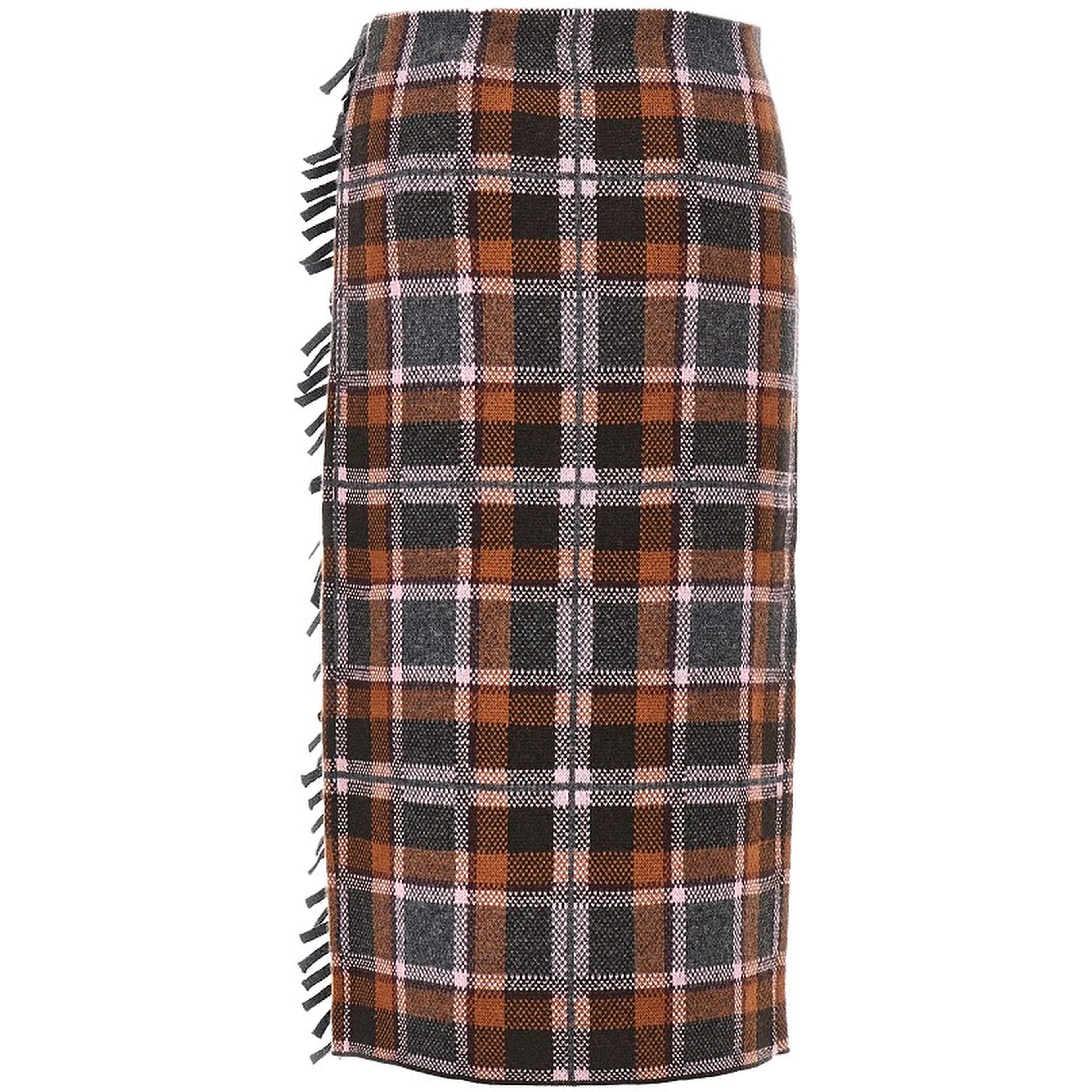 Plaid wrap midi skirt