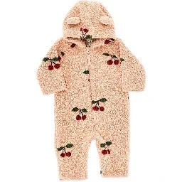 Fleeced long romper suit with Cherry motif