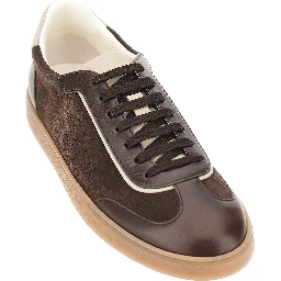 Smooth and suede leather sneakers