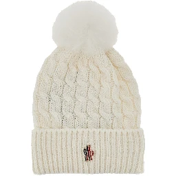 Wool beanie hat with fur pompom