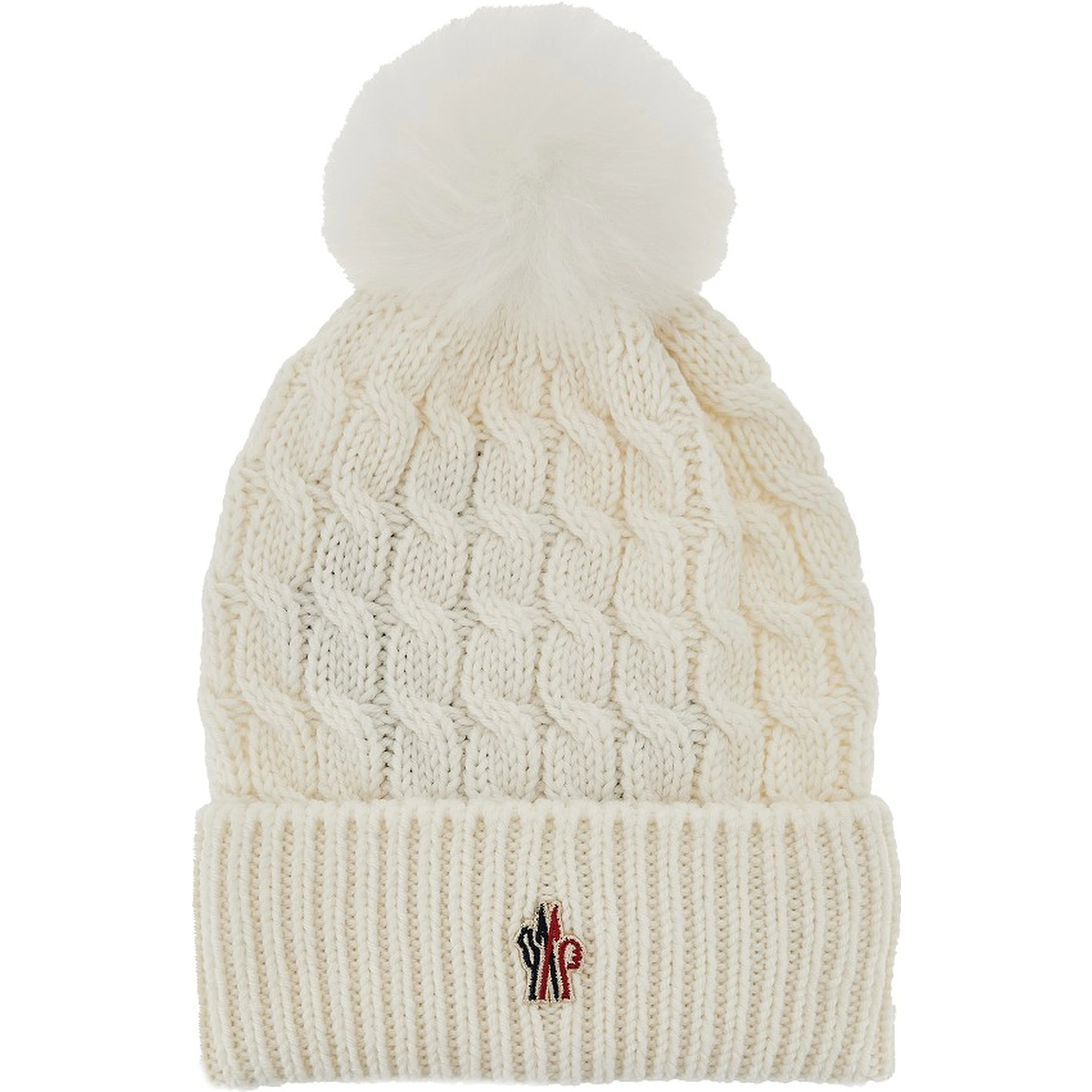 Wool beanie hat with fur pompom
