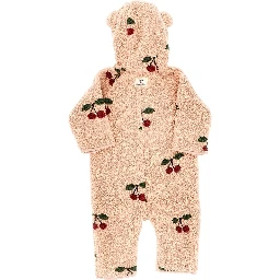 Fleeced long romper suit with Cherry motif