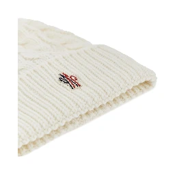 Wool beanie hat with fur pompom