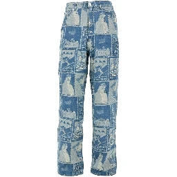 Stamp jacquard denim jeans