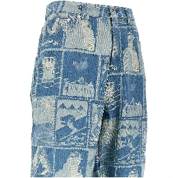 Stamp jacquard denim jeans
