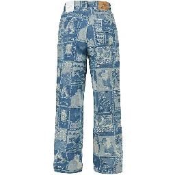 Stamp jacquard denim jeans