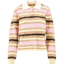 Striped cashmere polo shirt