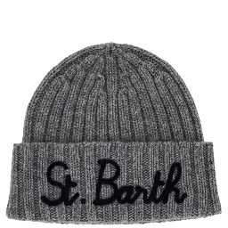 Wool-blend beanie hat with logo embroidery