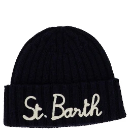 Wool-blend beanie hat with logo embroidery