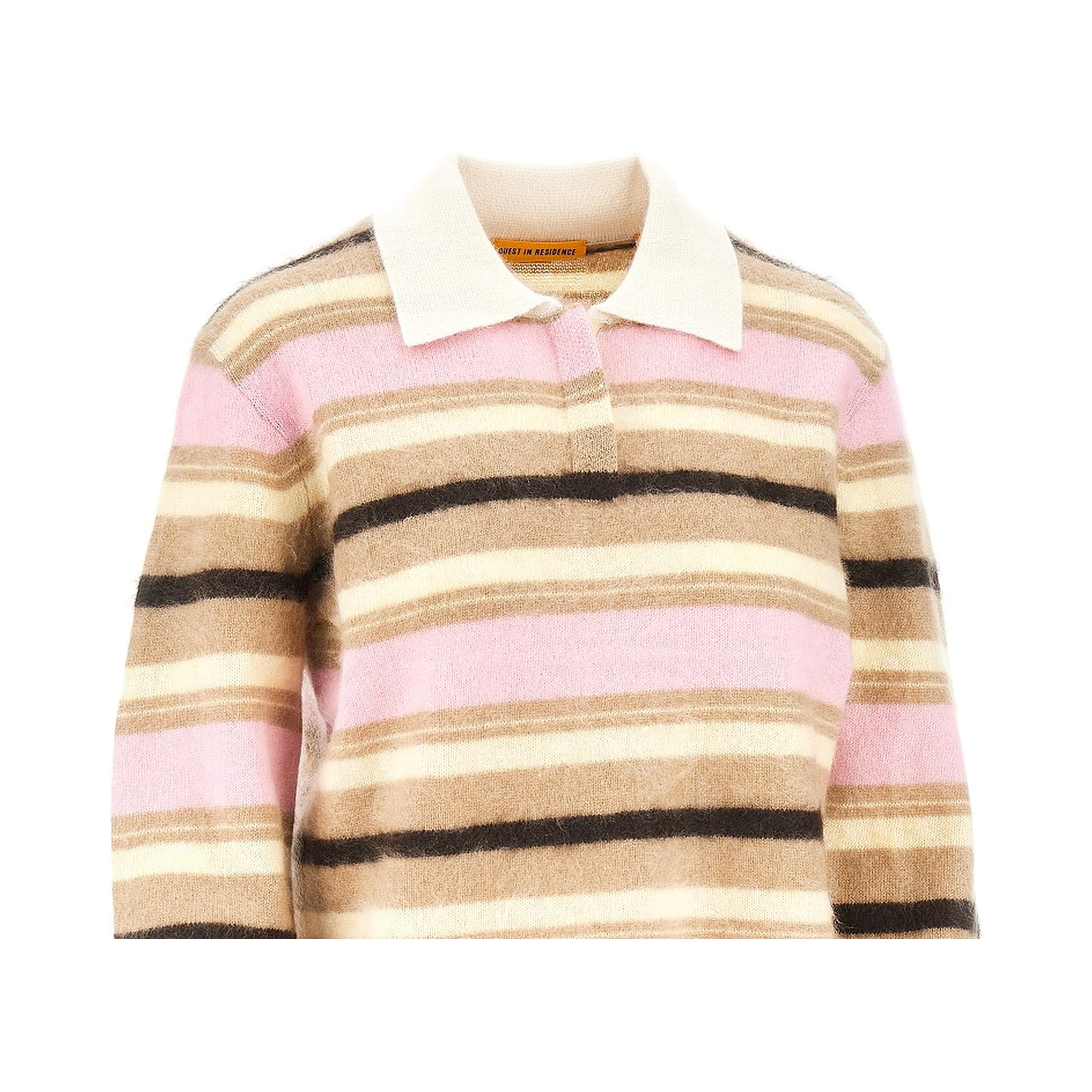 Striped cashmere polo shirt