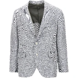 Chevron fabric single-breasted jacket