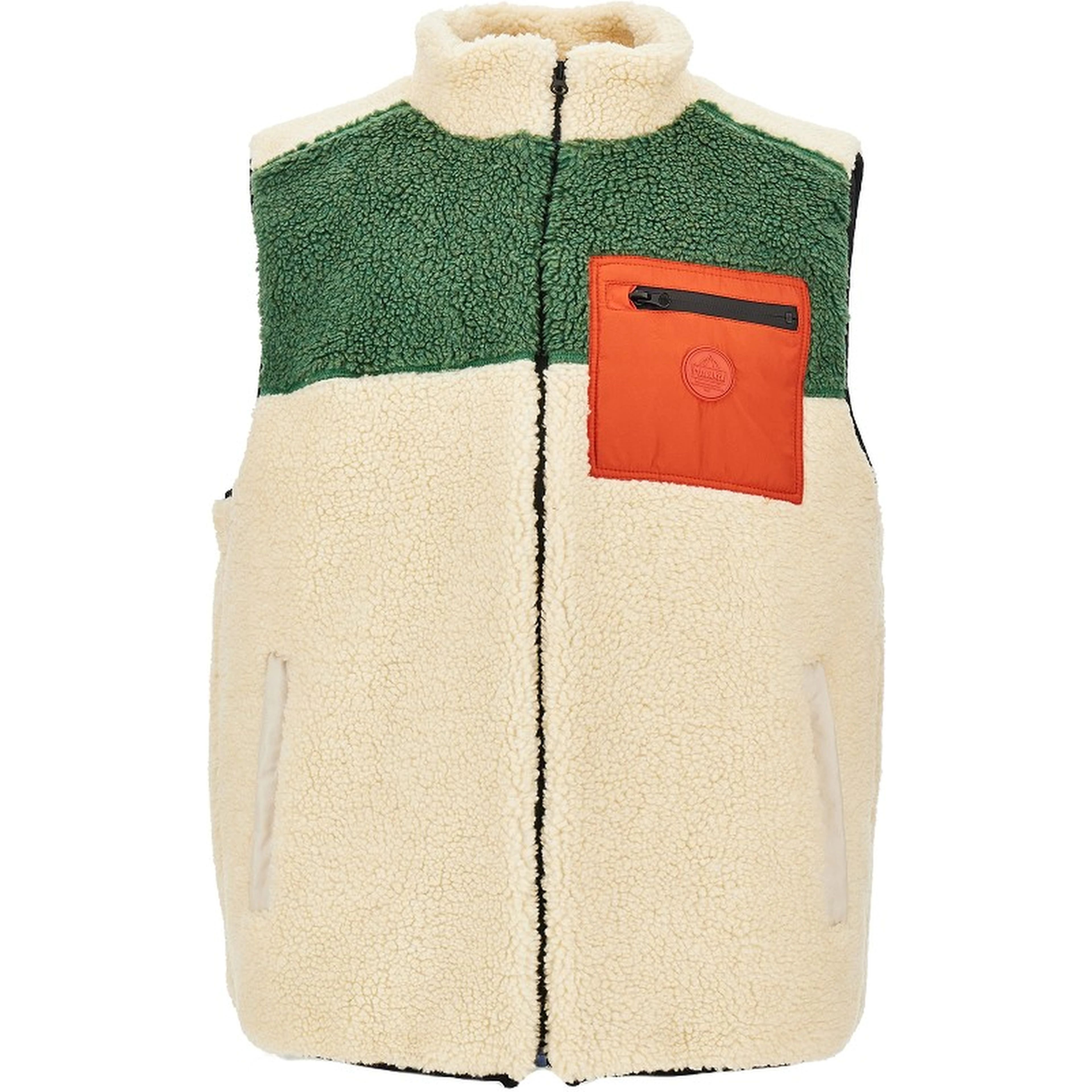 Color-block sherpa vest