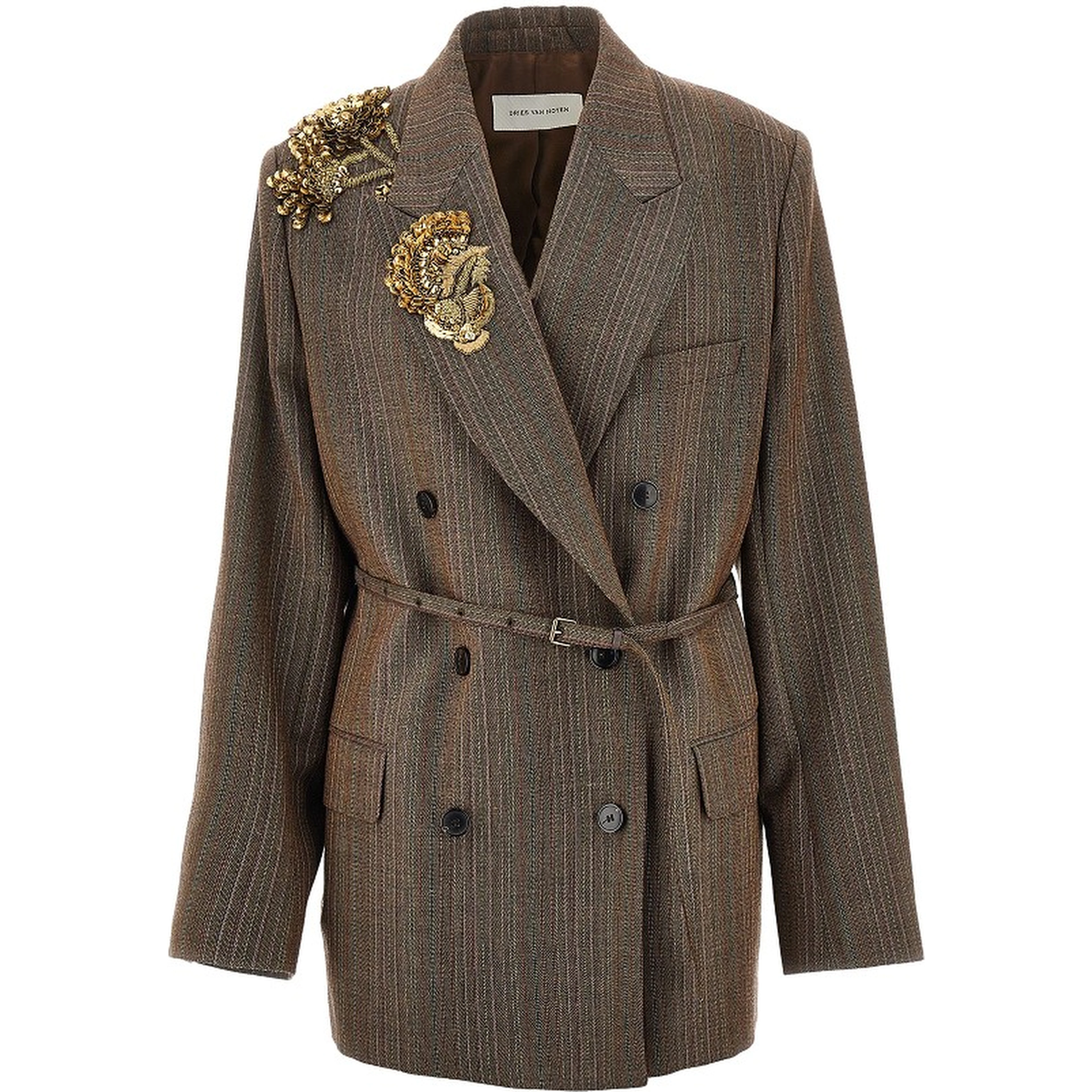 Embroidered oversized double-breasted jacket