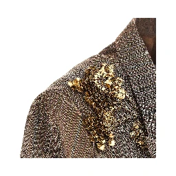 Embroidered oversized double-breasted jacket