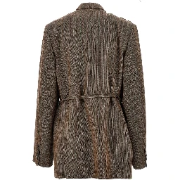 Embroidered oversized double-breasted jacket