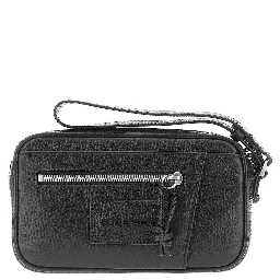 Grained leather pouch