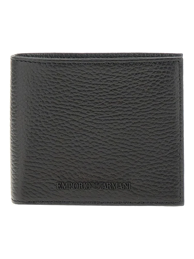 Grained leather bi-fold wallet