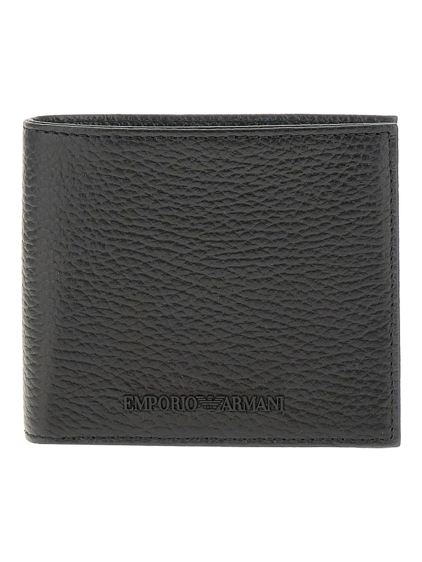 Grained leather bi-fold wallet