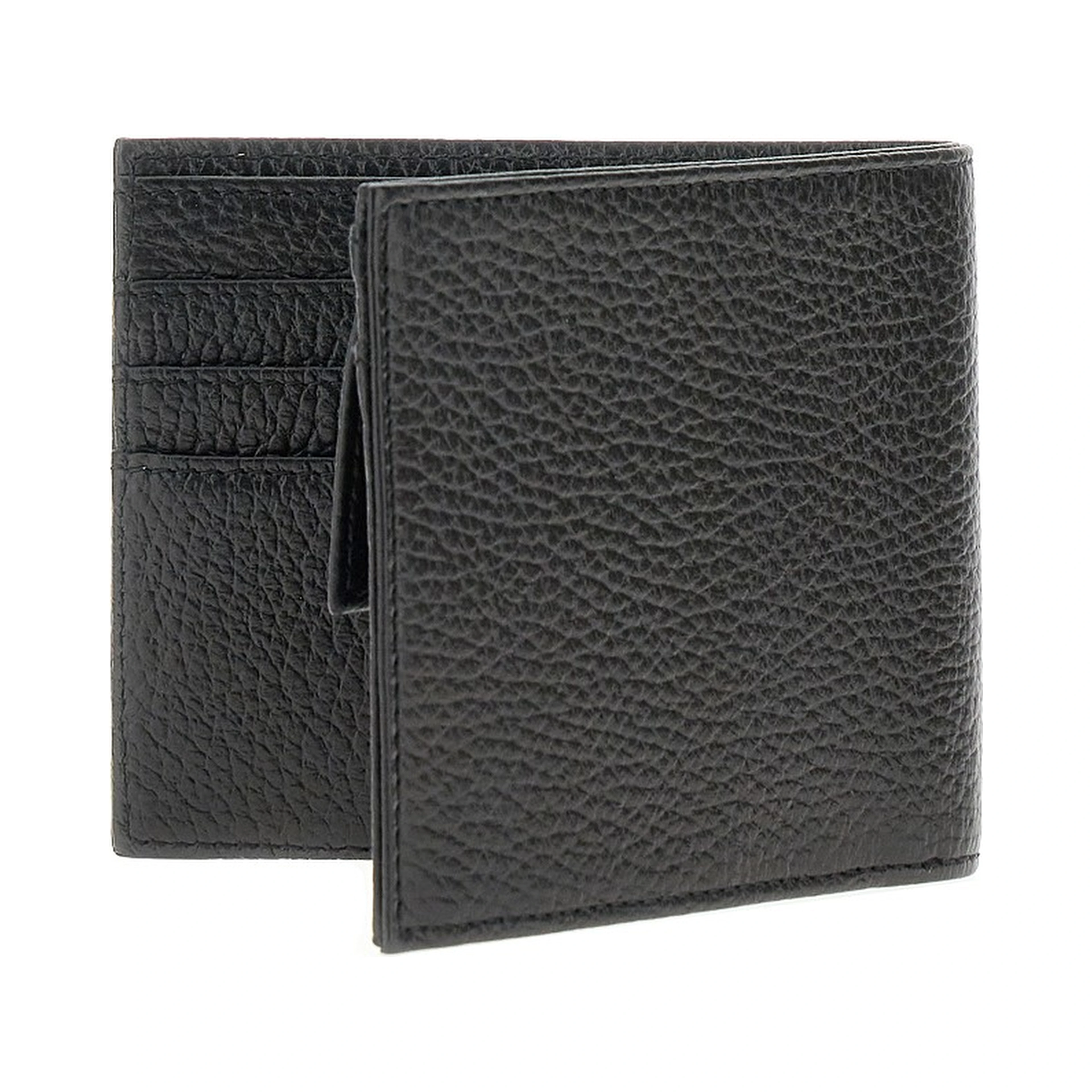 Grained leather bi-fold wallet