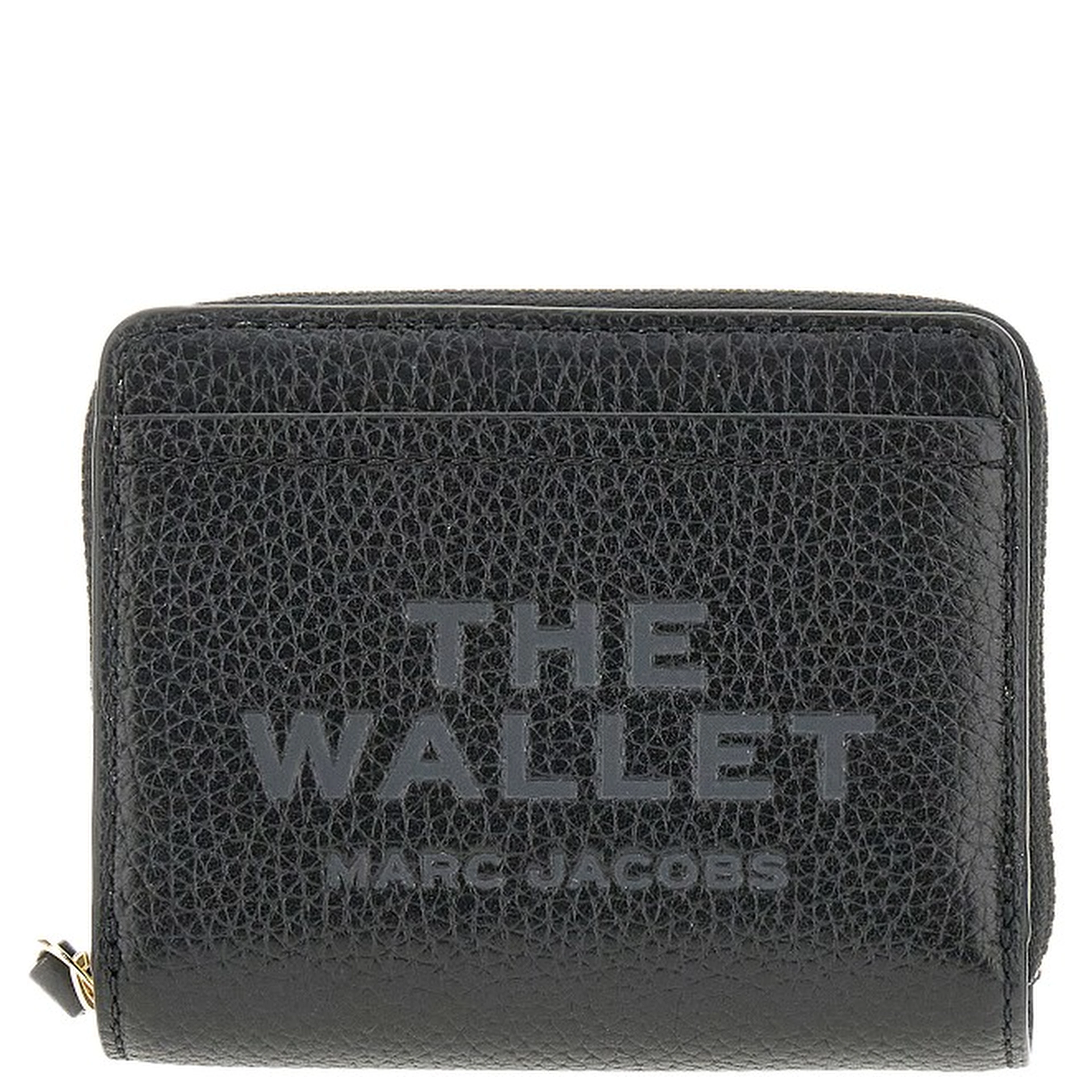Grained leather mini compact wallet