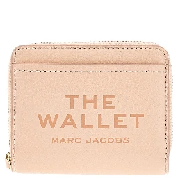 Grained leather mini compact wallet