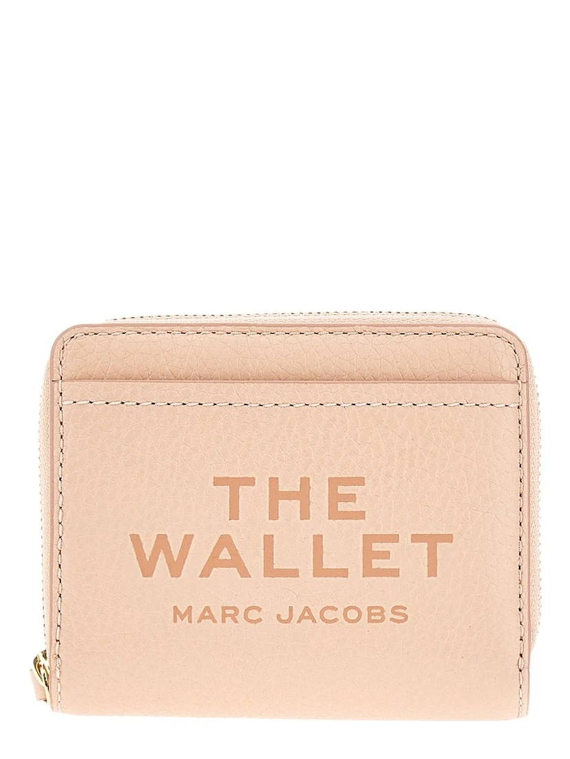 Grained leather mini compact wallet
