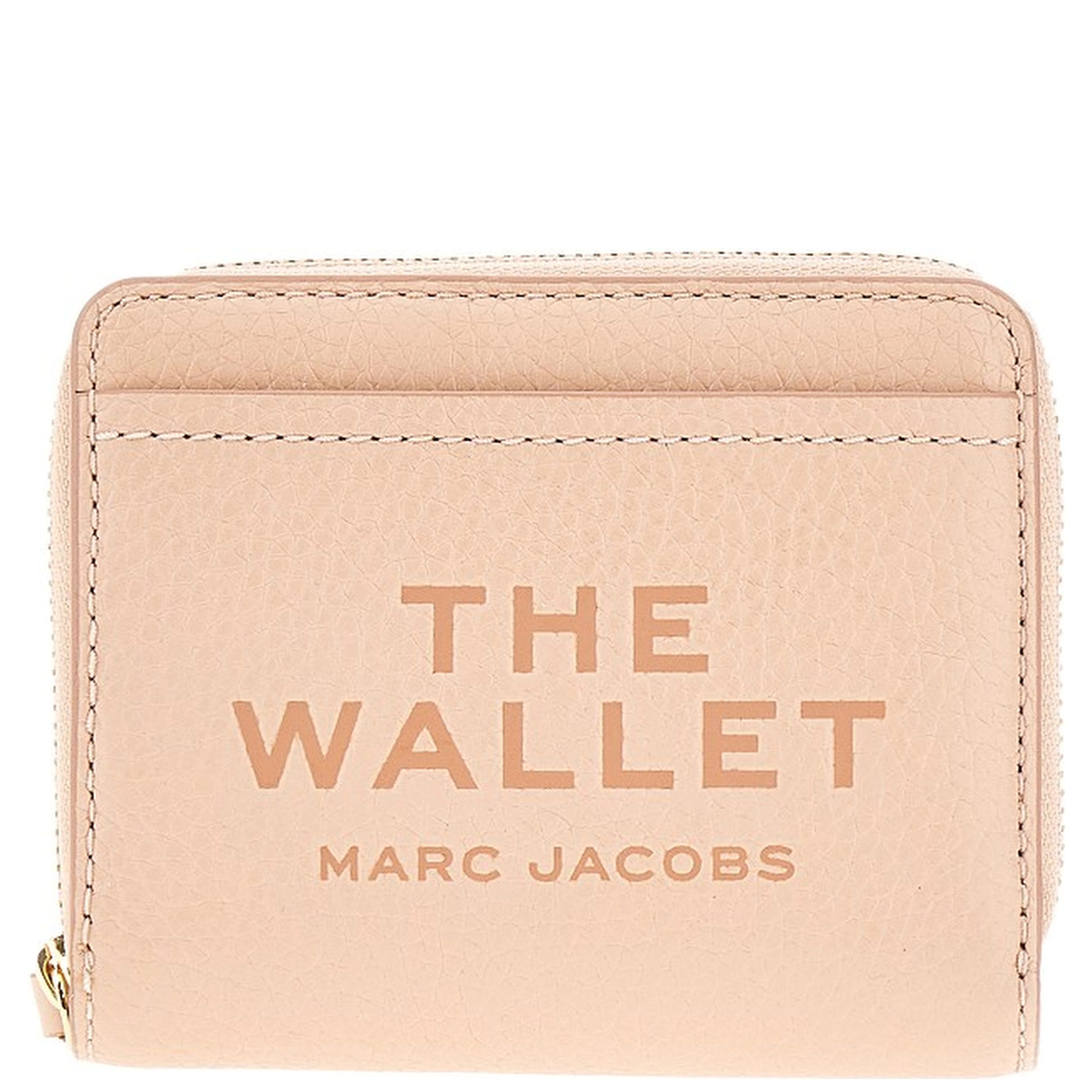 Grained leather mini compact wallet