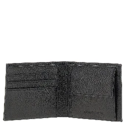 Grained leather bi-fold wallet