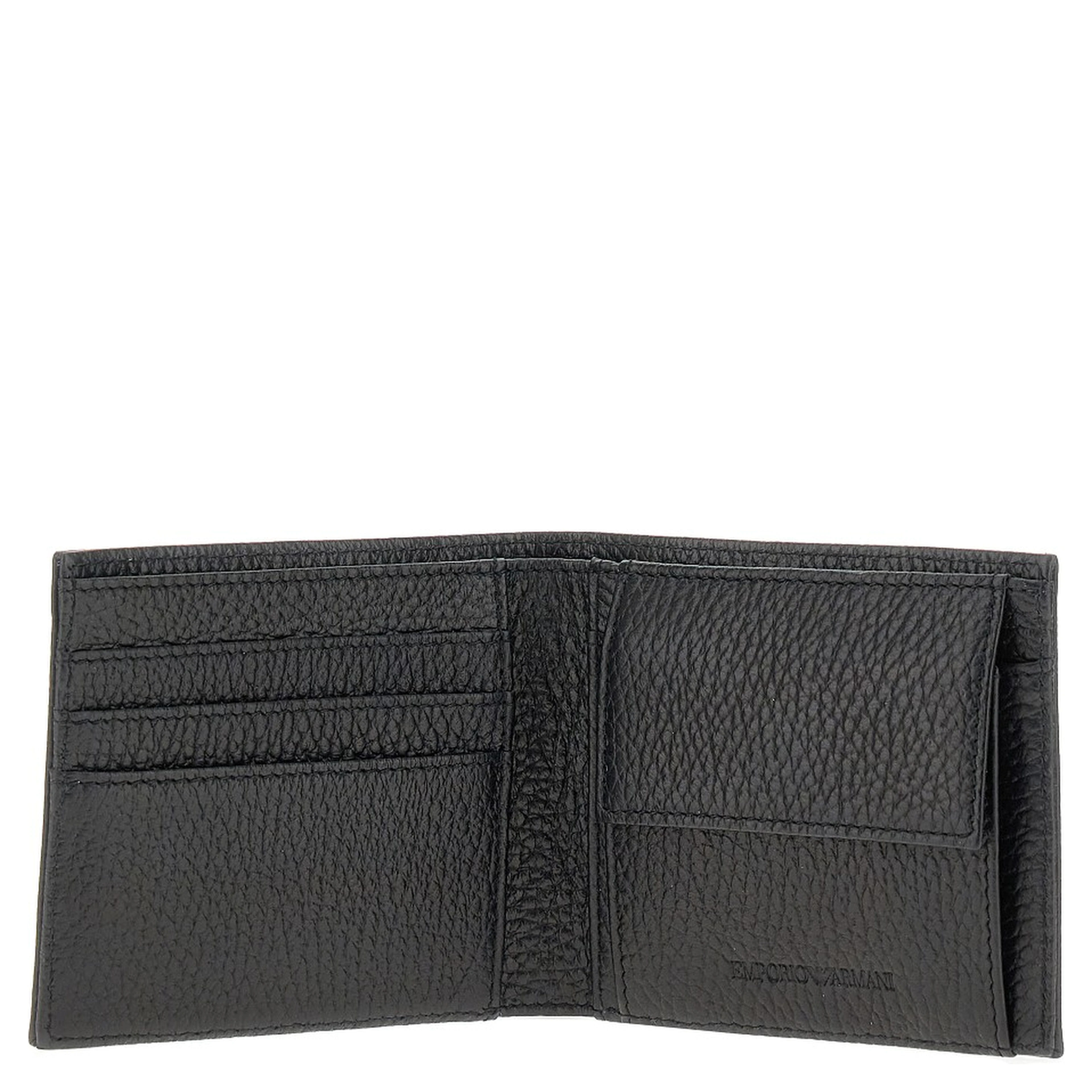 Grained leather bi-fold wallet