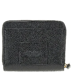 Grained leather mini compact wallet