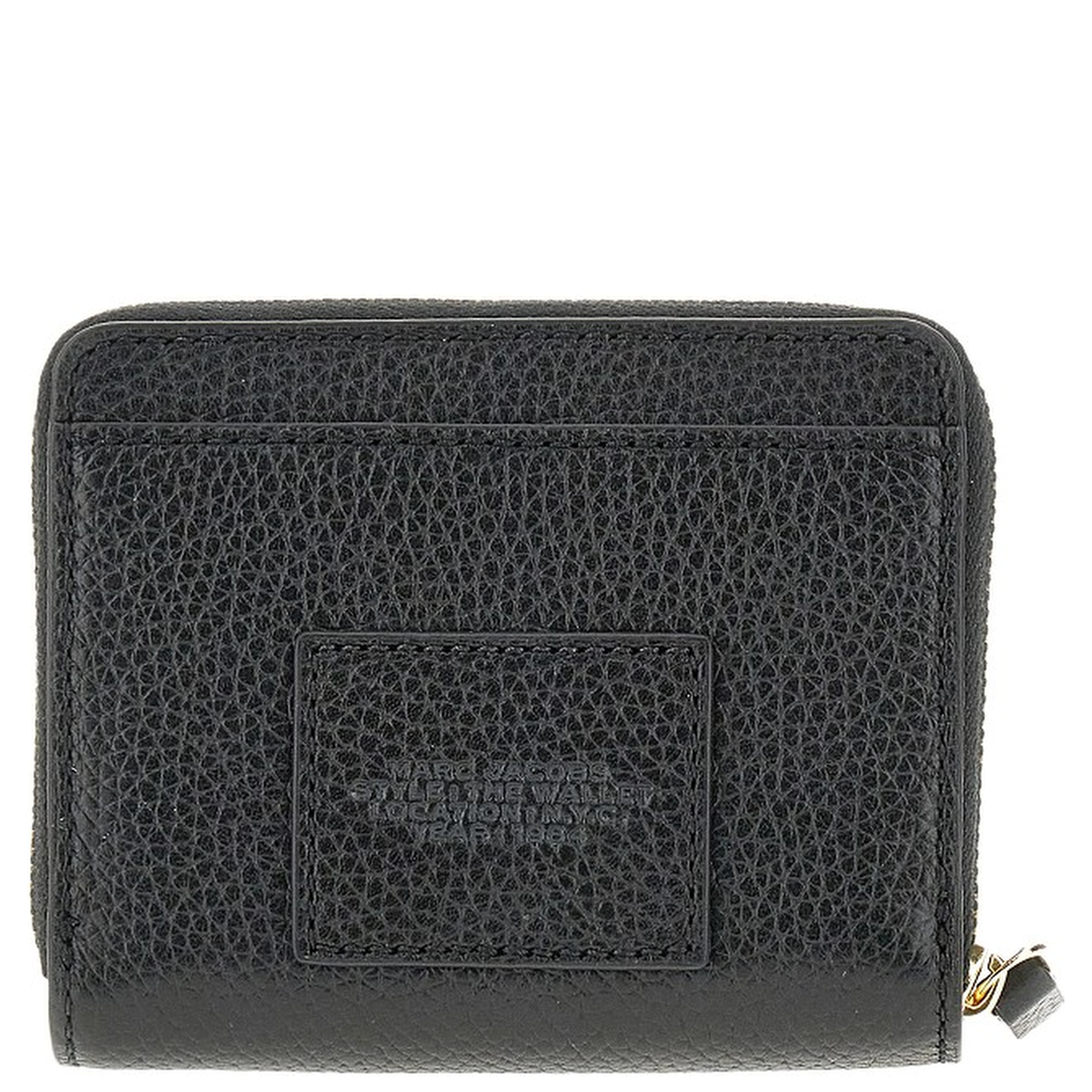 Grained leather mini compact wallet