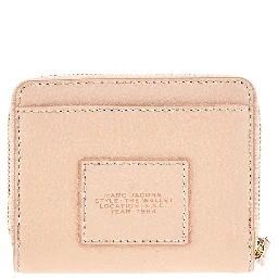 Grained leather mini compact wallet