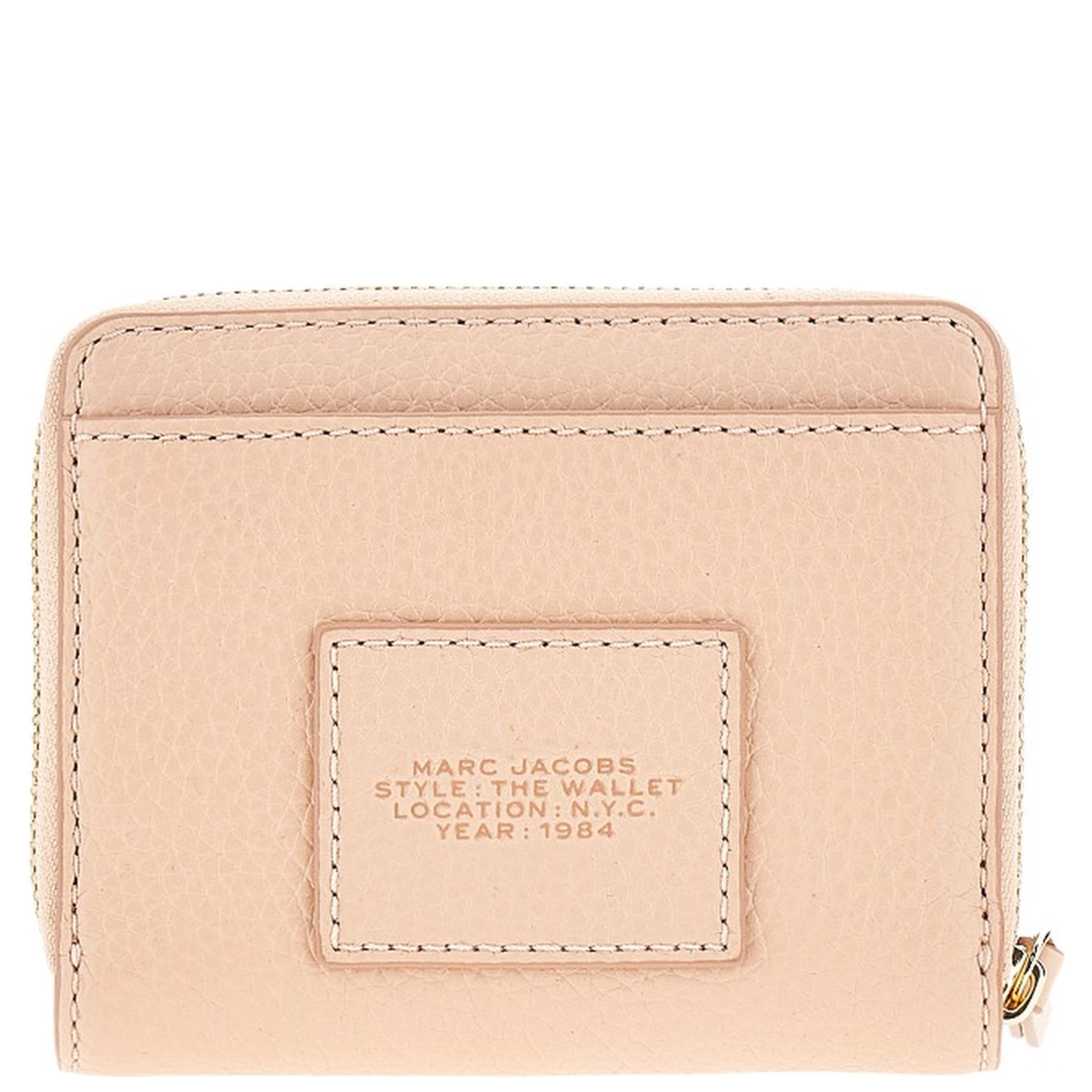 Grained leather mini compact wallet