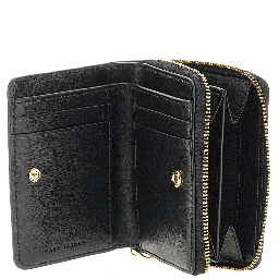 Grained leather mini compact wallet