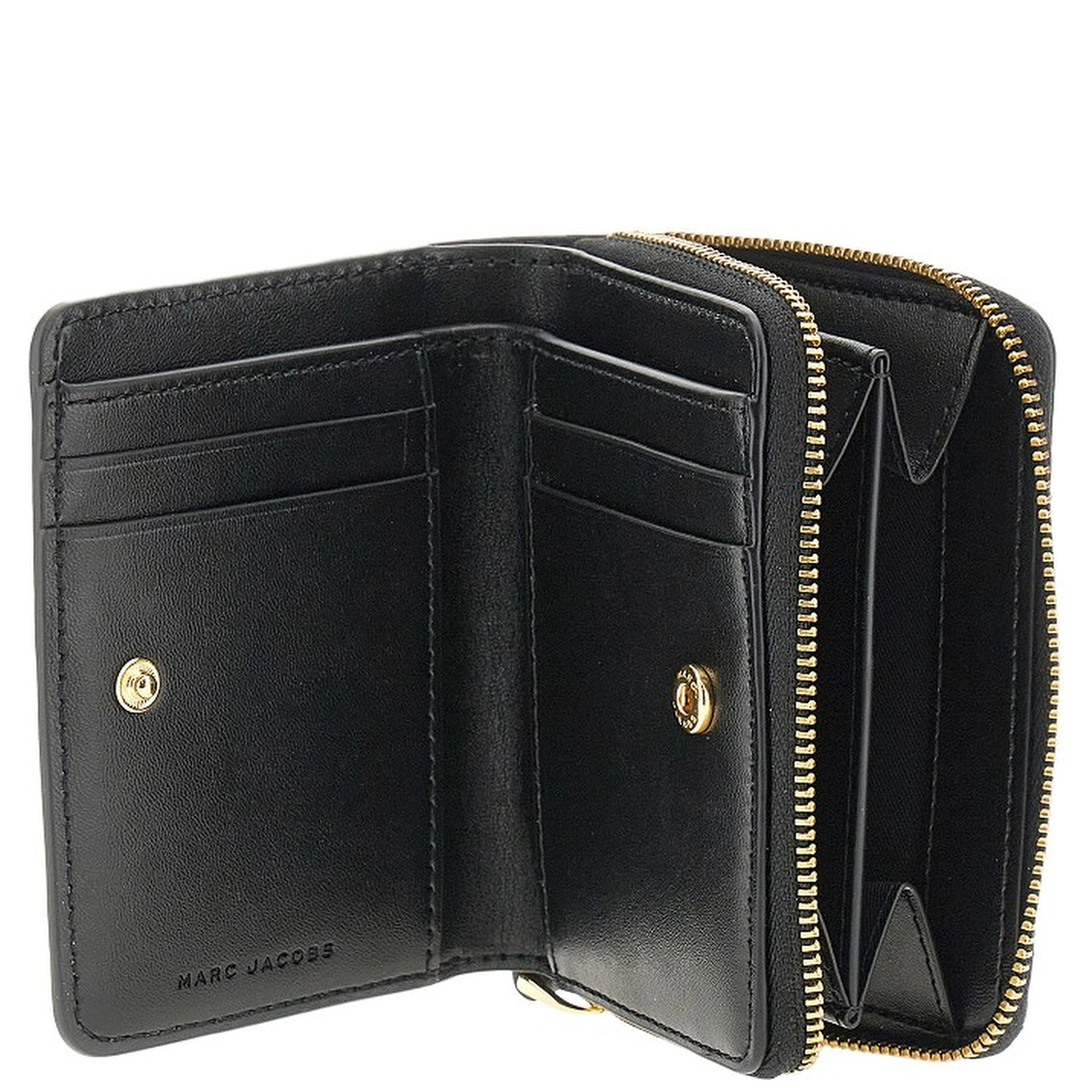 Grained leather mini compact wallet
