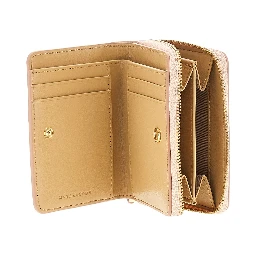 Grained leather mini compact wallet