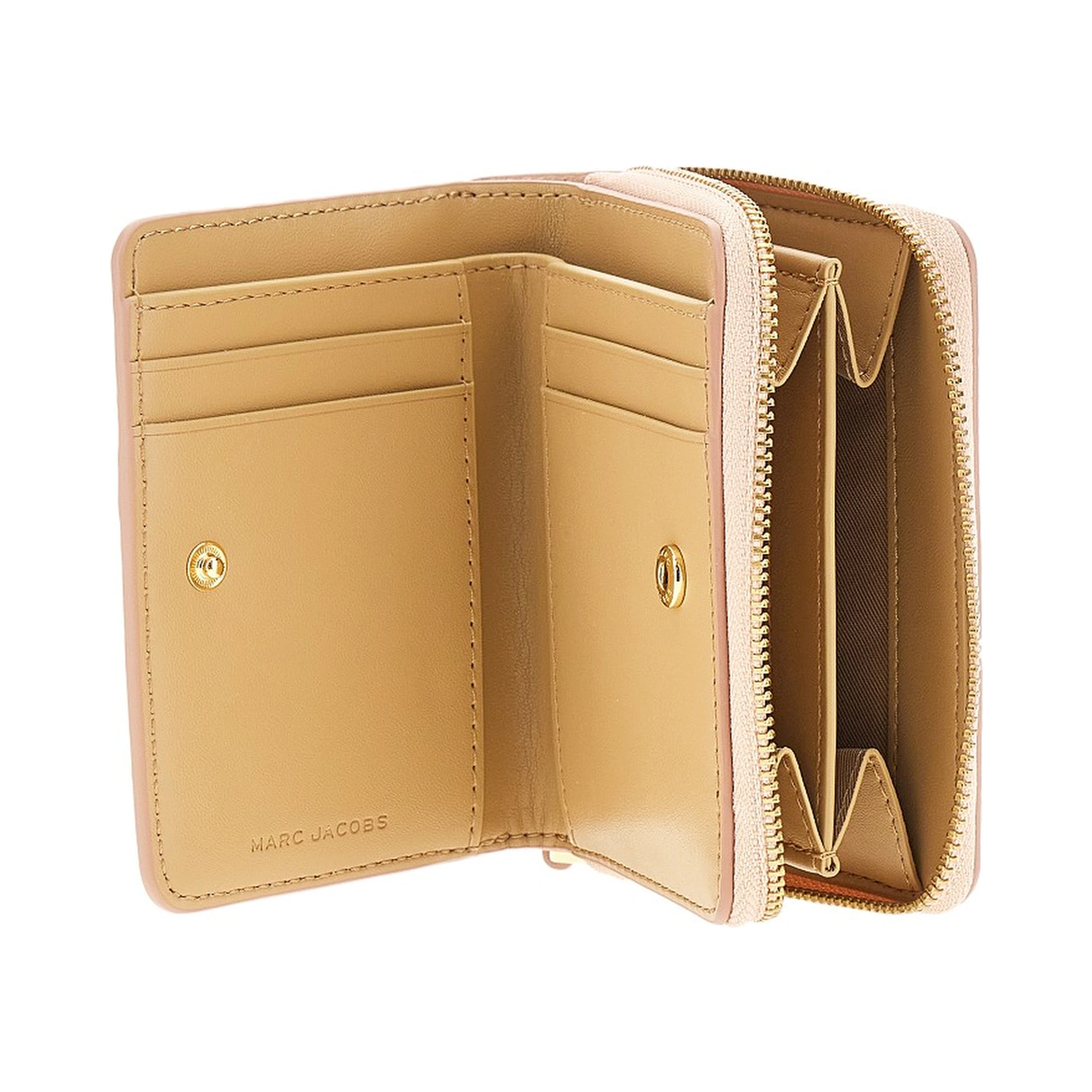 Grained leather mini compact wallet