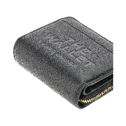 Grained leather mini compact wallet
