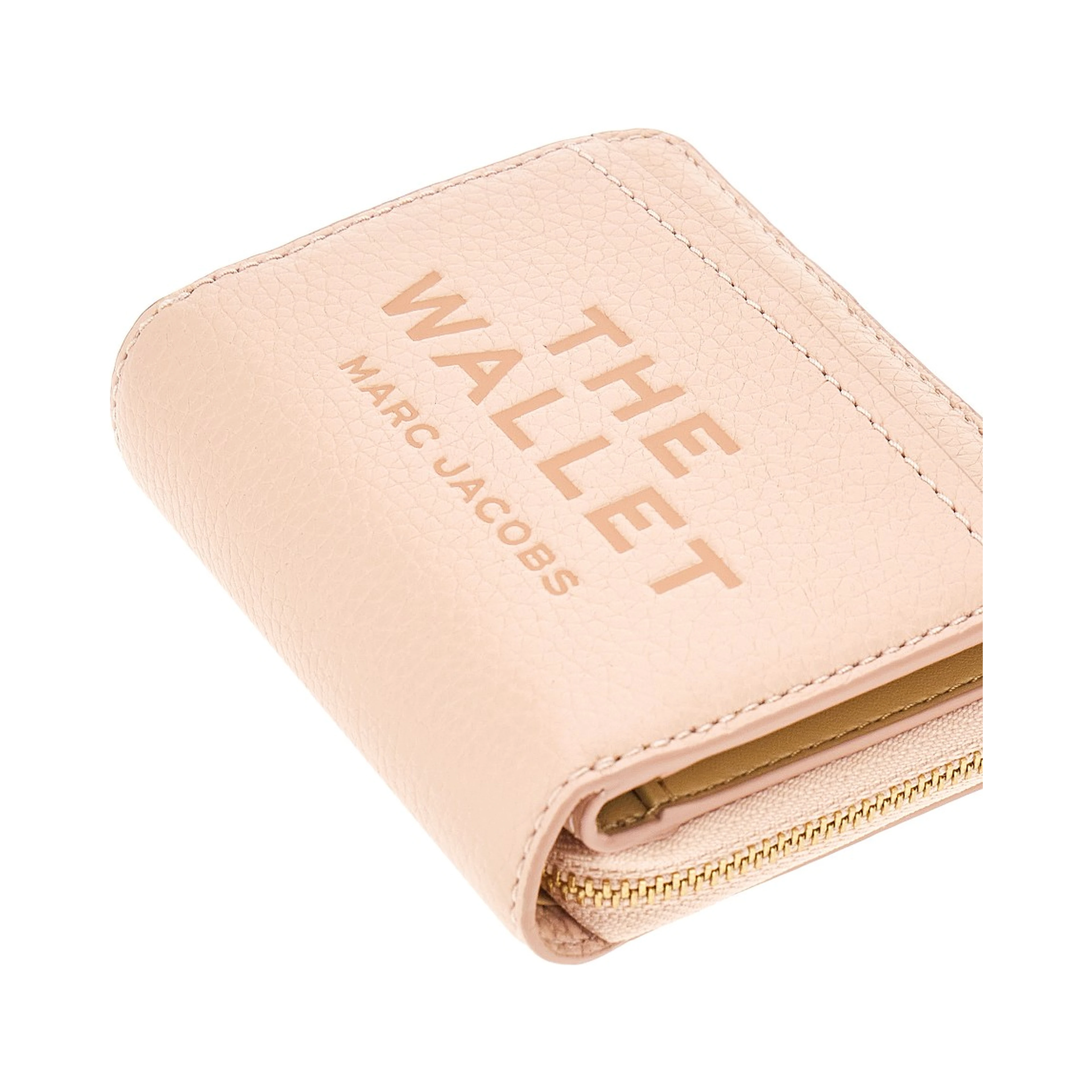 Grained leather mini compact wallet